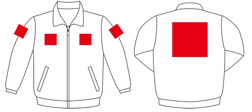 MJ0085 スタッフジャンパーのプリント可能箇所と標準サイズ