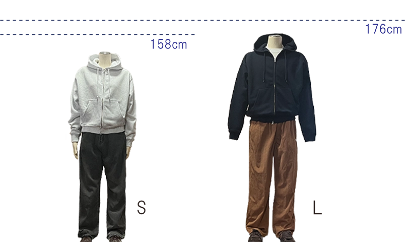 パーカー フロントサイズ