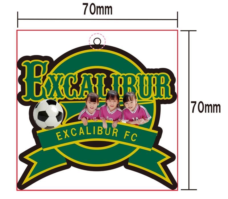 アクリルキーホルダー台紙のテンプレート図（サイズ・加工範囲）