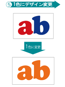 abを、1色のロゴデザインに変更します